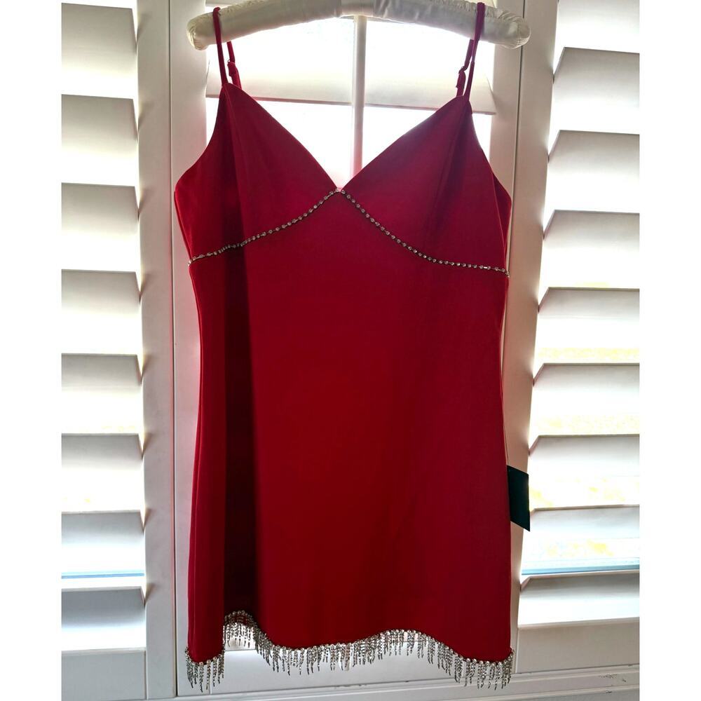 Lulus Red Mini Dress Y2K Glam rhinestones size XL Homecoming Date Party 90s - Picture 2 of 9
